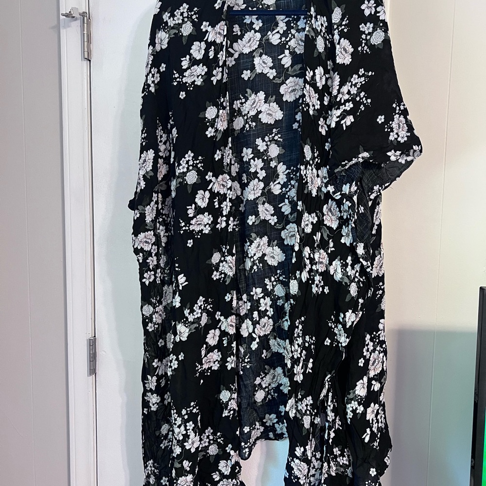 Black flowered cover up